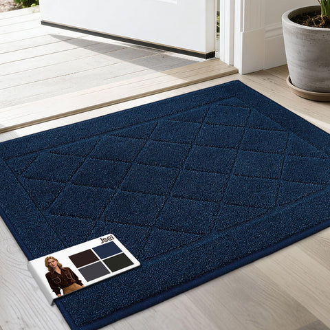 JSEI Dirt Trapper Door Mat 20x32 front view in navy reduces dirt at entry.