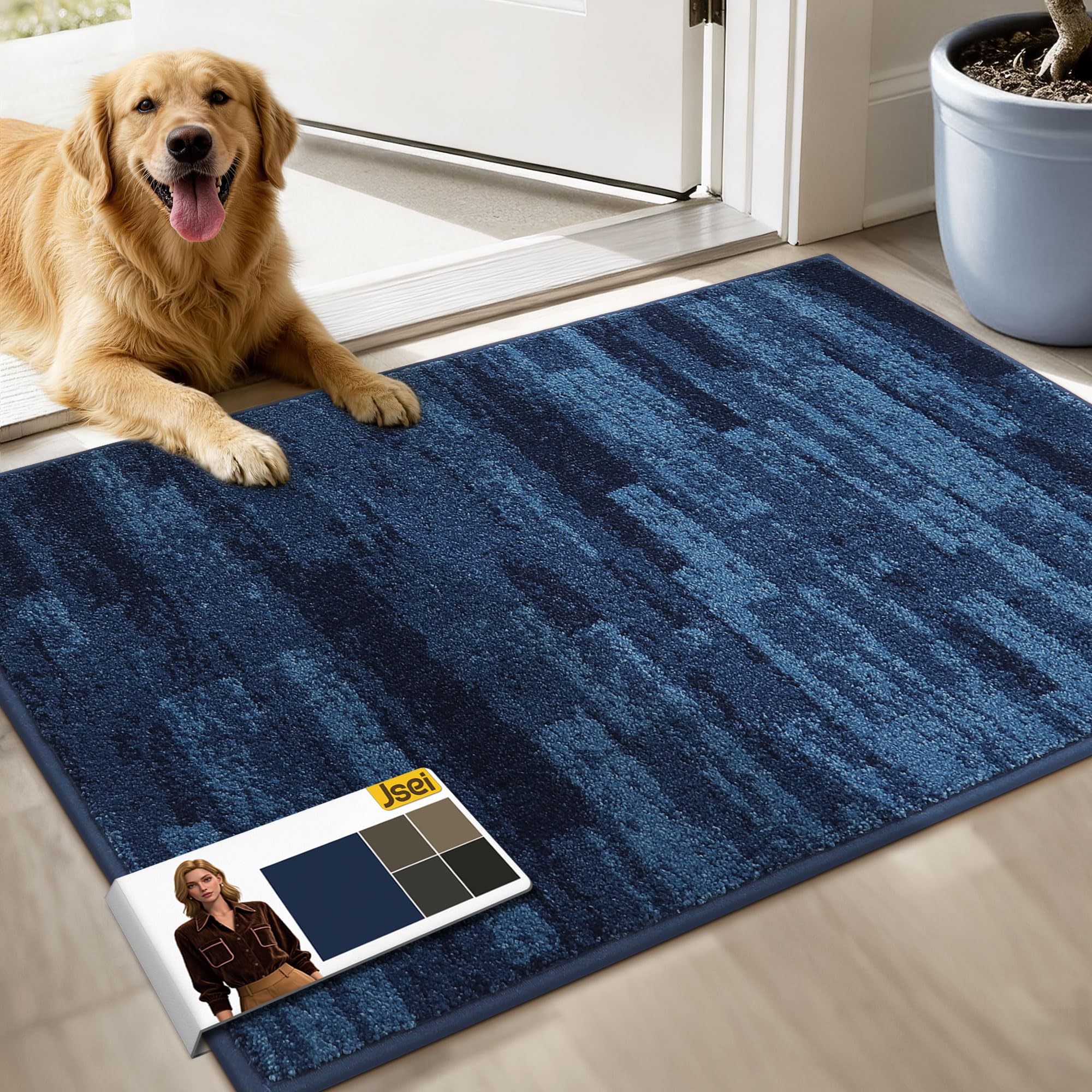 JSEI Dirt Trapper Door Mat front view absorbs moisture to keep floors dry