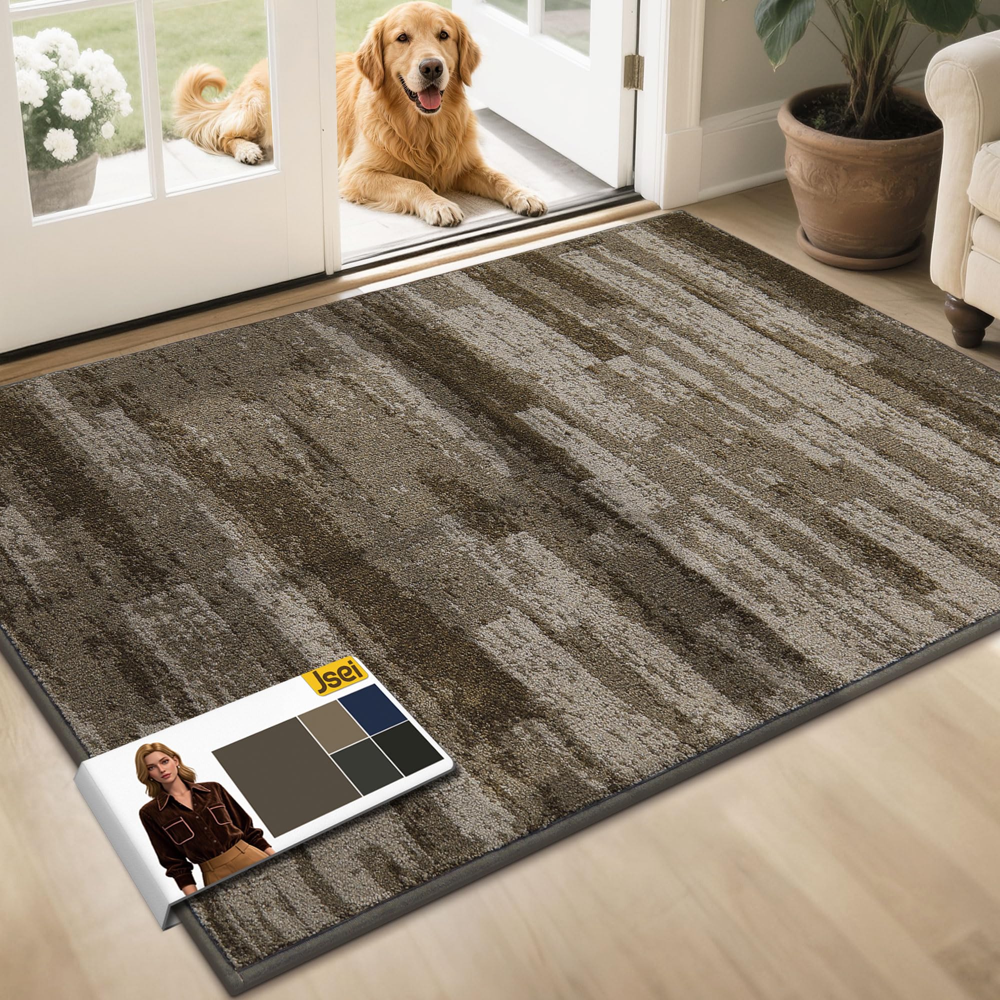JSEI Dirt Trapper Door Mat at the front door captures dirt and keeps floors clean.