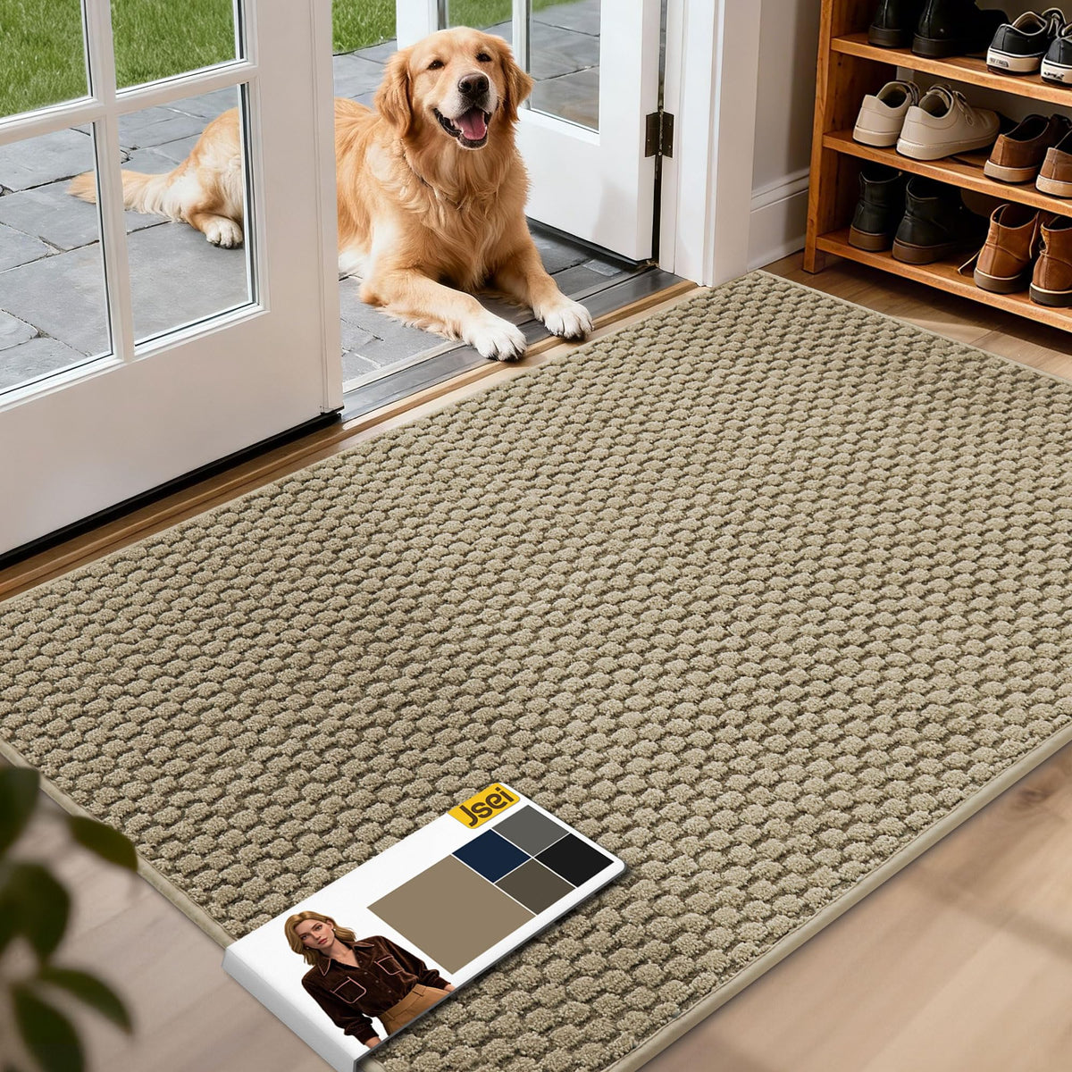JSEI Dirt Trapper Door Mat at the front door traps dirt and moisture.