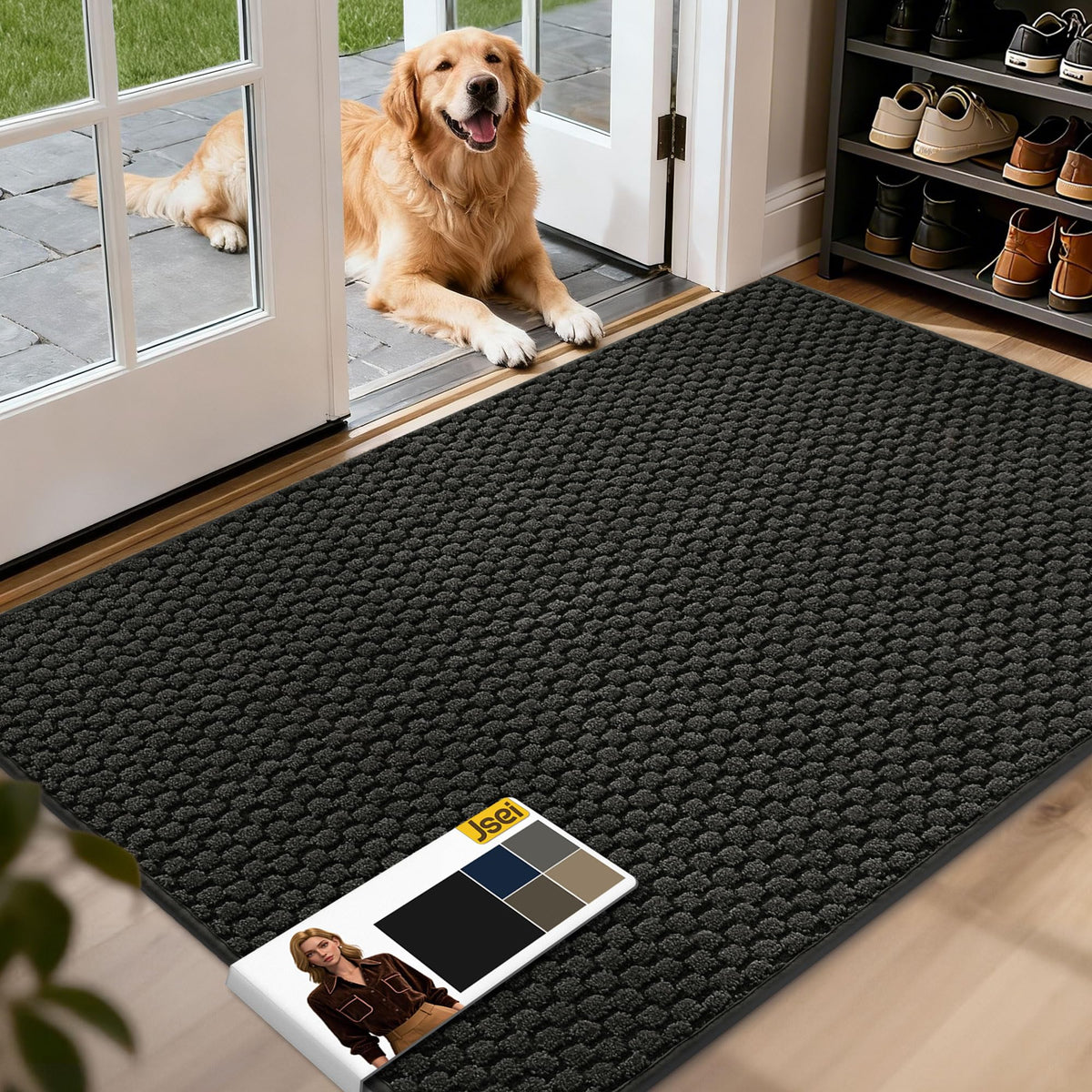 JSEI Dirt Trapper mat front view showing 32x48 size traps moisture at the doorway