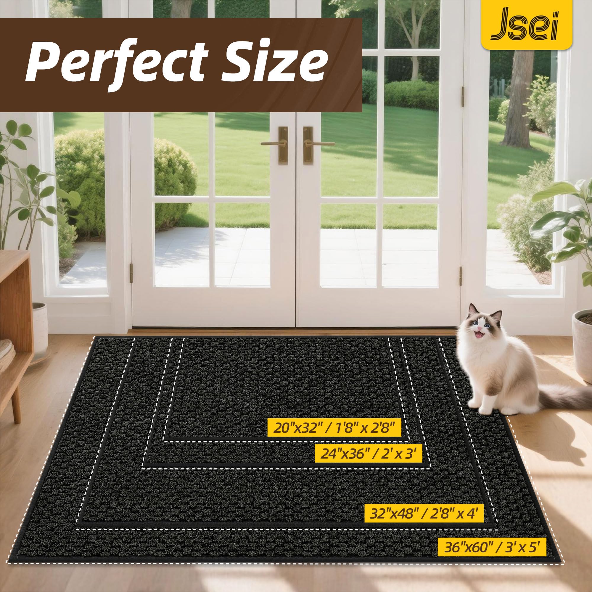 JSEI Dirt Trapper closeup reveals dense yarns absorbent surface for muddy shoes