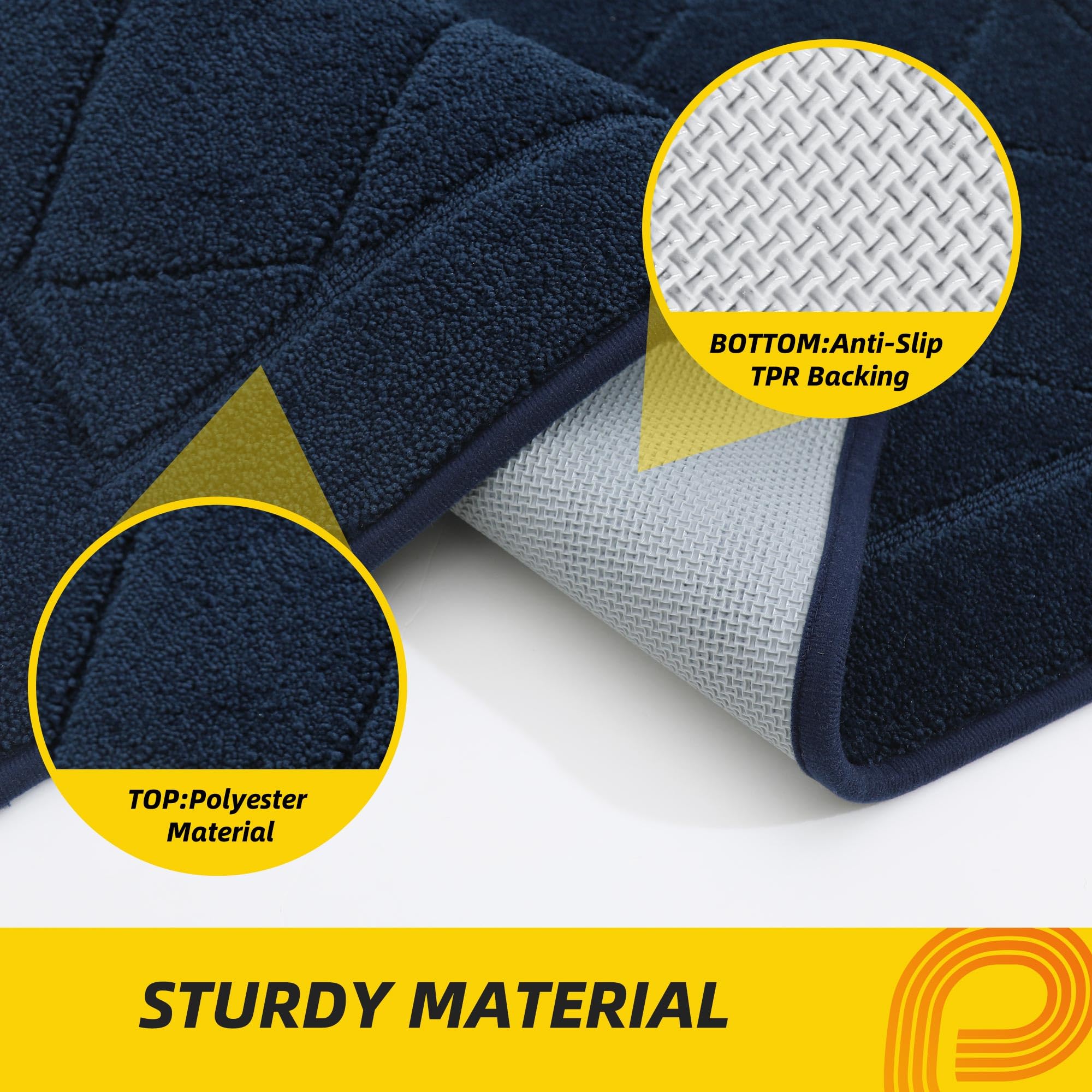 Non-slip backing keeps mat in place on dry floors.