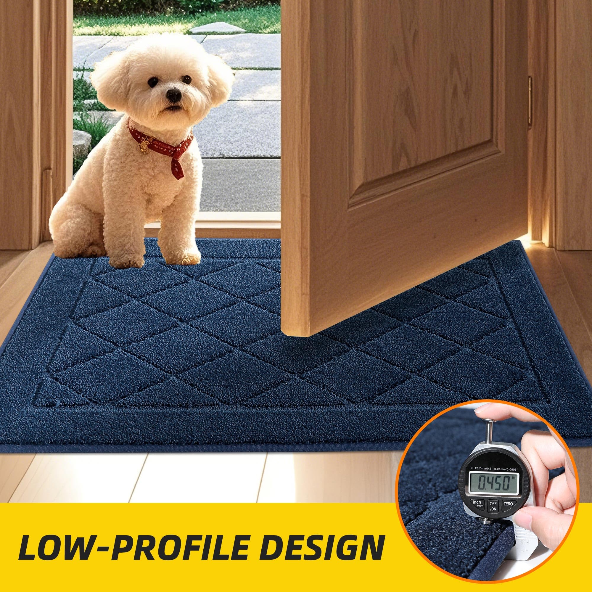 Low profile design slips under doors without creating a tripping hazard.