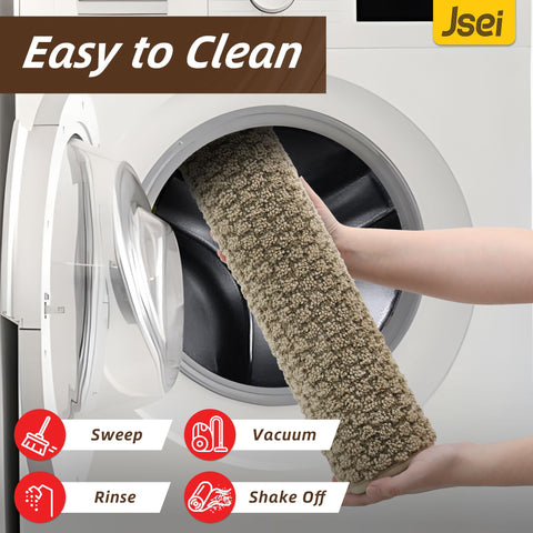 Beige JSEI mat surface resists stains and fading over time.