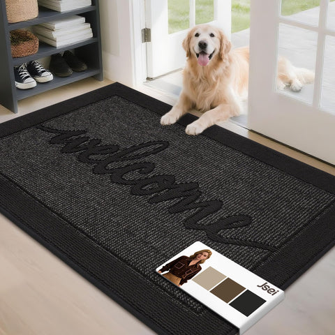 JSEI door mat 32x48 absorbs dirt to keep entryways clean.