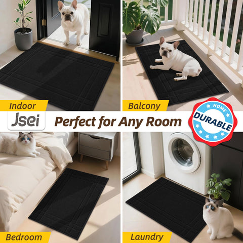 JSEI Entryway Rug 32x48 highly absorbent surface traps moisture.