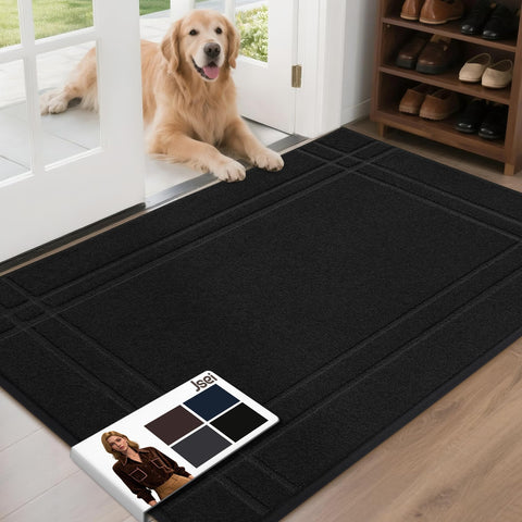 JSEI Entryway Rug 32x48 front-door mat absorbs moisture and traps dirt for cleaner floors.