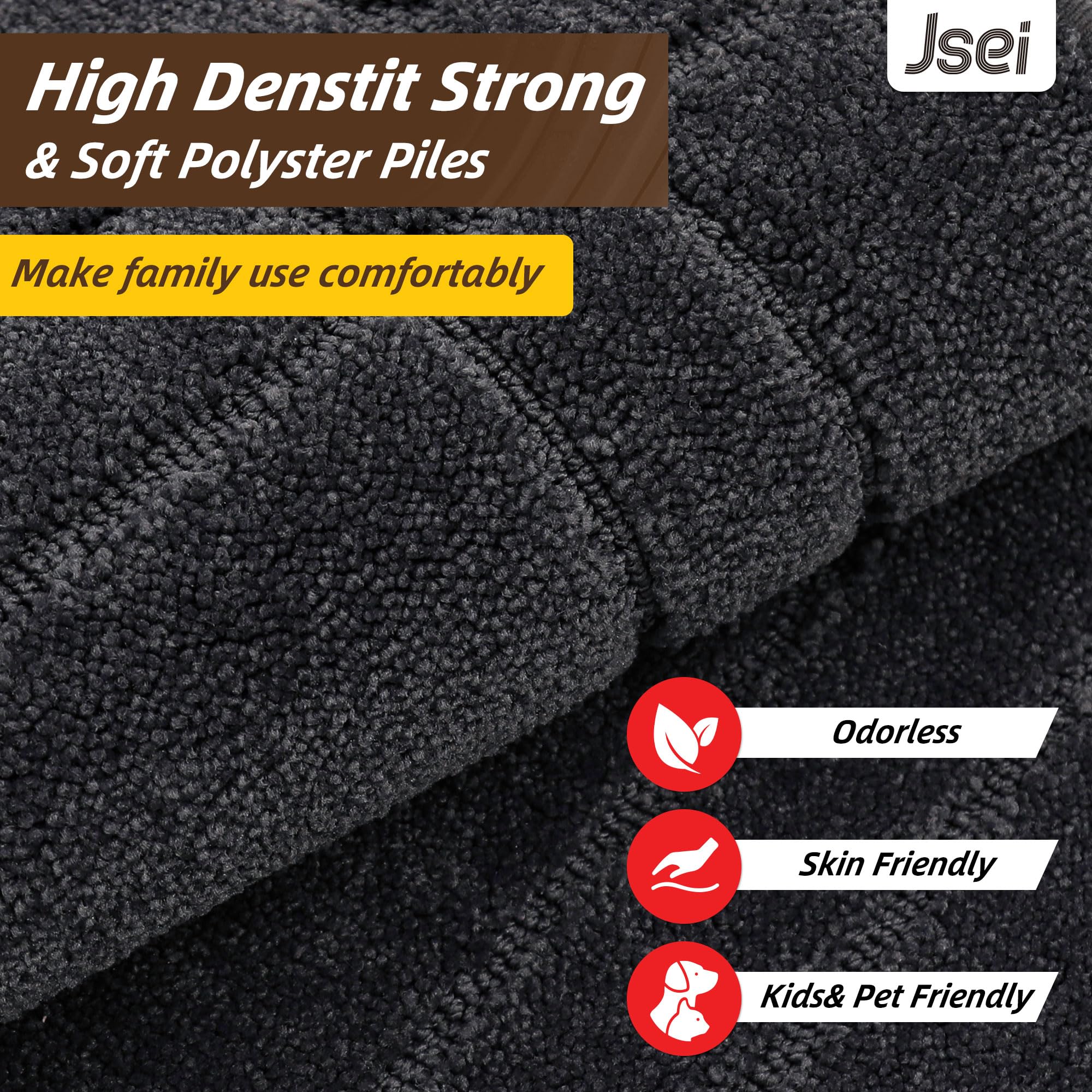 Low-profile JSEI entryway rug blends under doors without bulk.