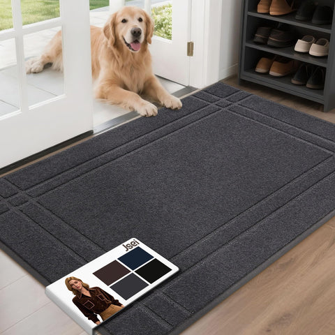 JSEI entryway rug at front door traps dirt and dries quickly.