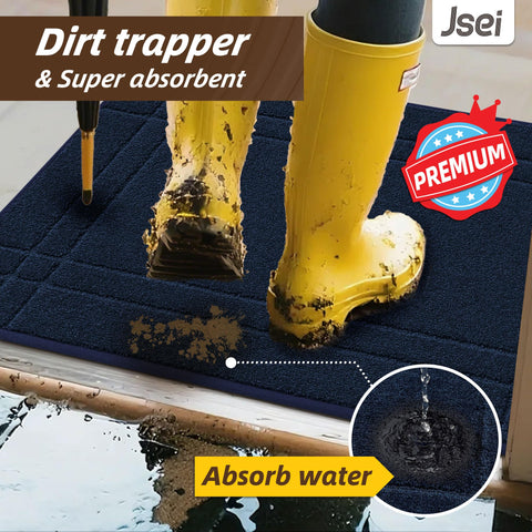 JSEI entryway doormat absorbent polyester keeps feet dry after rain