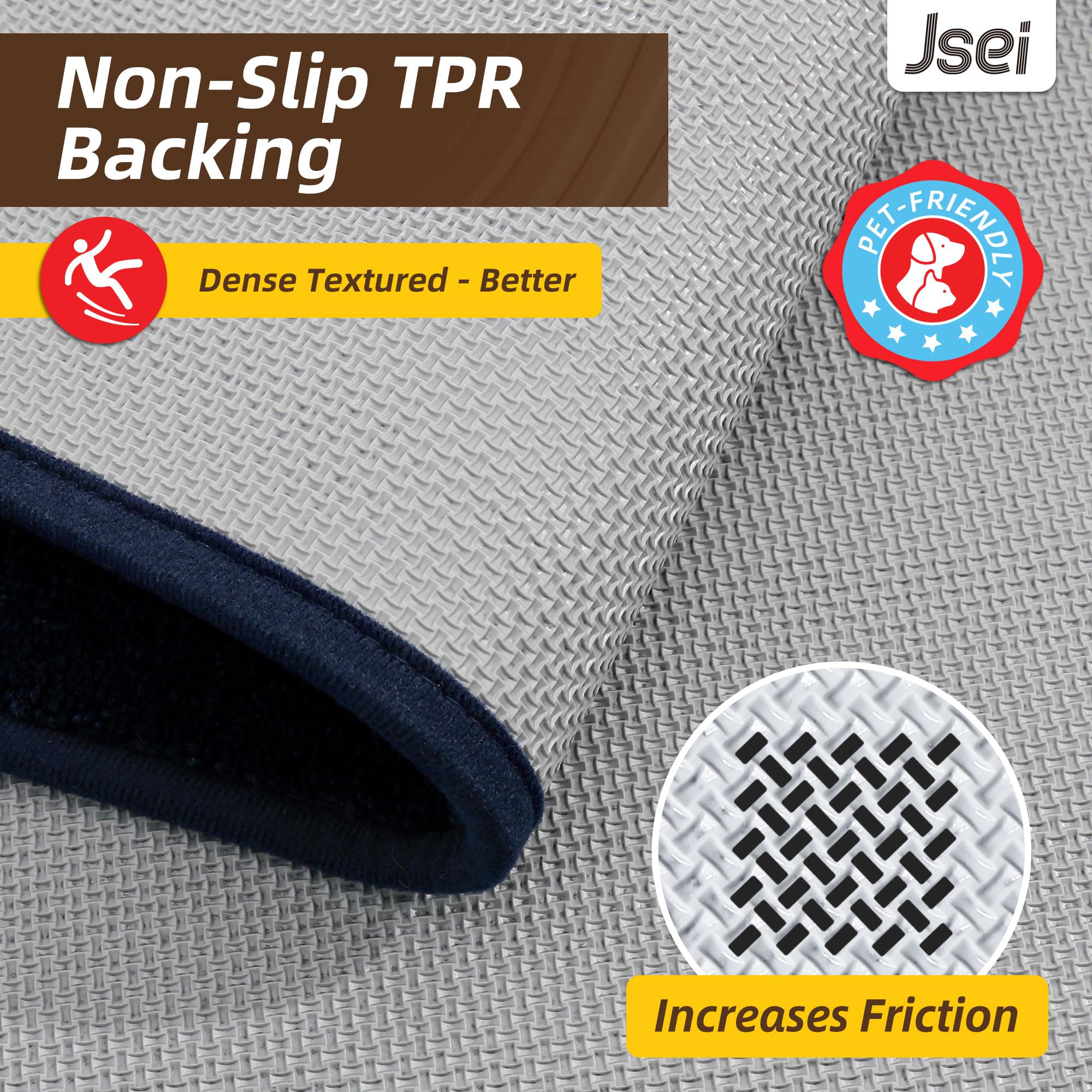 JSEI pet-friendly mat resists claw marks while welcoming paws.