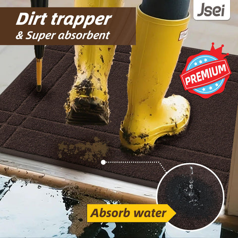 Dense yarns trap moisture and dirt at the threshold of the JSEI mat