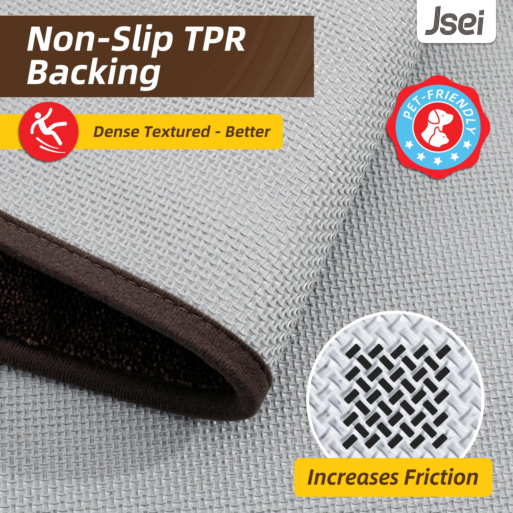 Low-profile 0.45 inch thickness prevents door jams on the JSEI mat