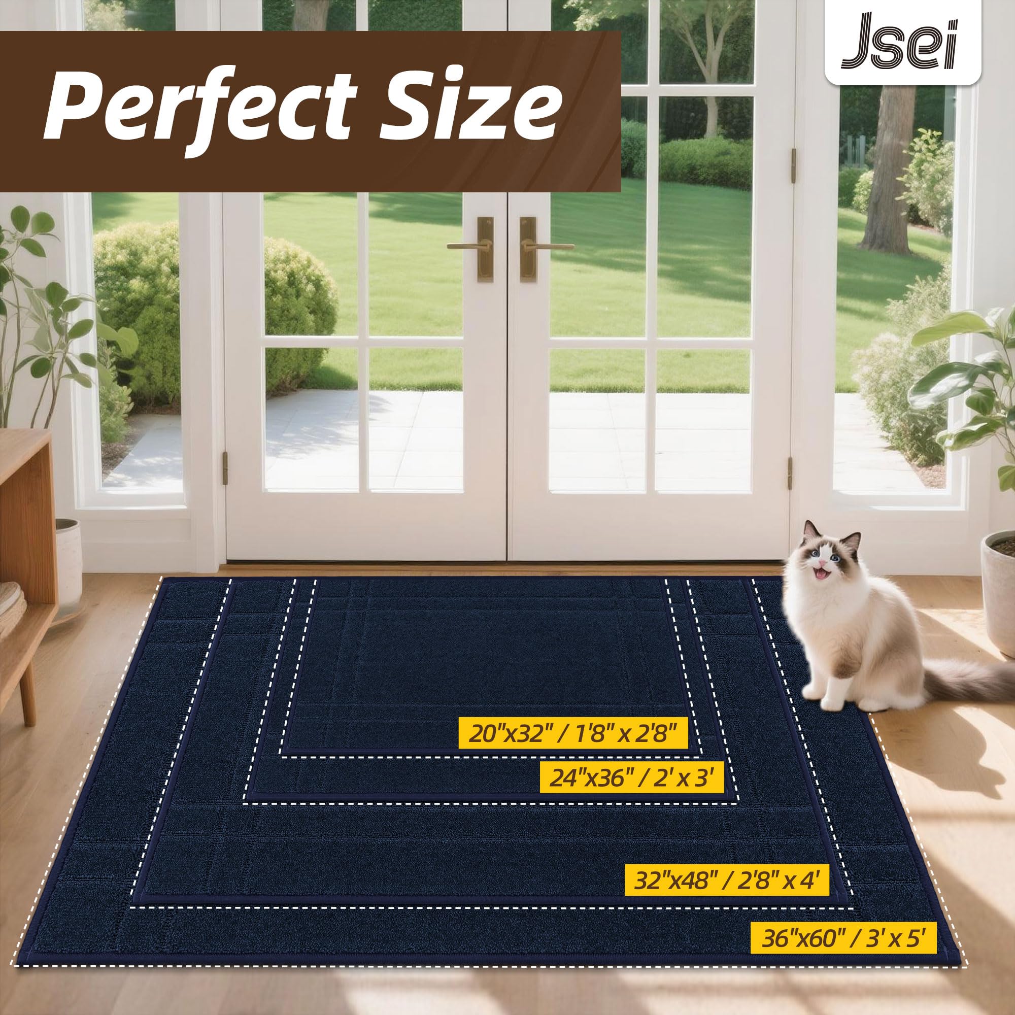 JSEI doormat non-slip backing stays put on dry floors