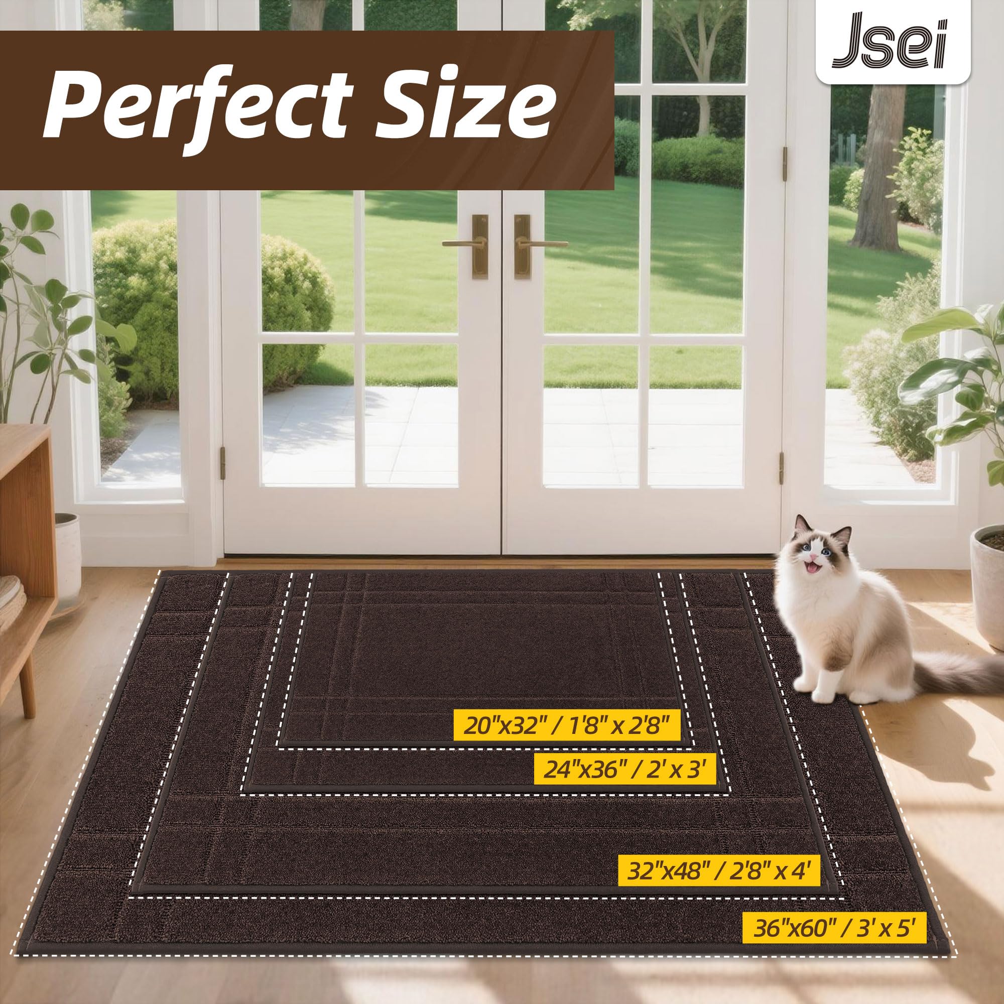 Close-up of non-slip backing on JSEI doormat for dry indoor floors