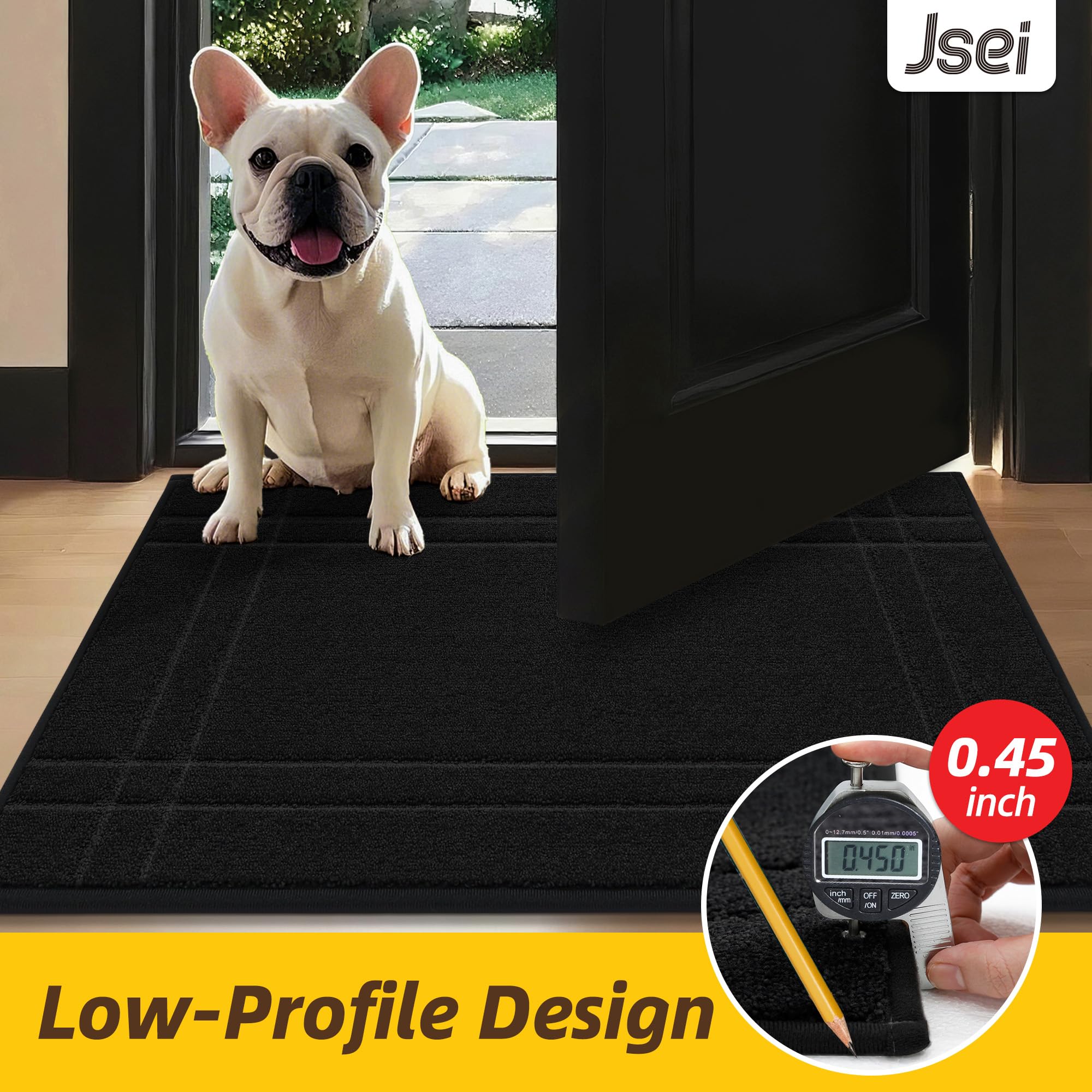 JSEI Entryway Rugs Doormat traps dirt and moisture during rain, snow, and mud.