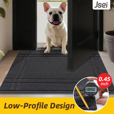 JSEI low-profile mat fits under doors without obstruction.