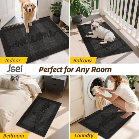 JSEI versatile front-back door mat supports indoor and outdoor use.