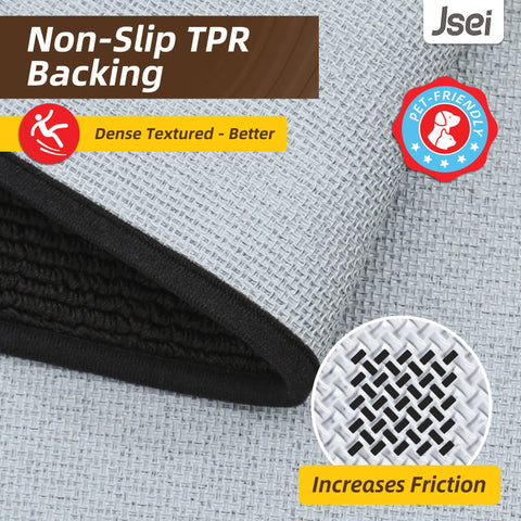 JSEI front-door mat features tufted welcome pattern that resists fading.