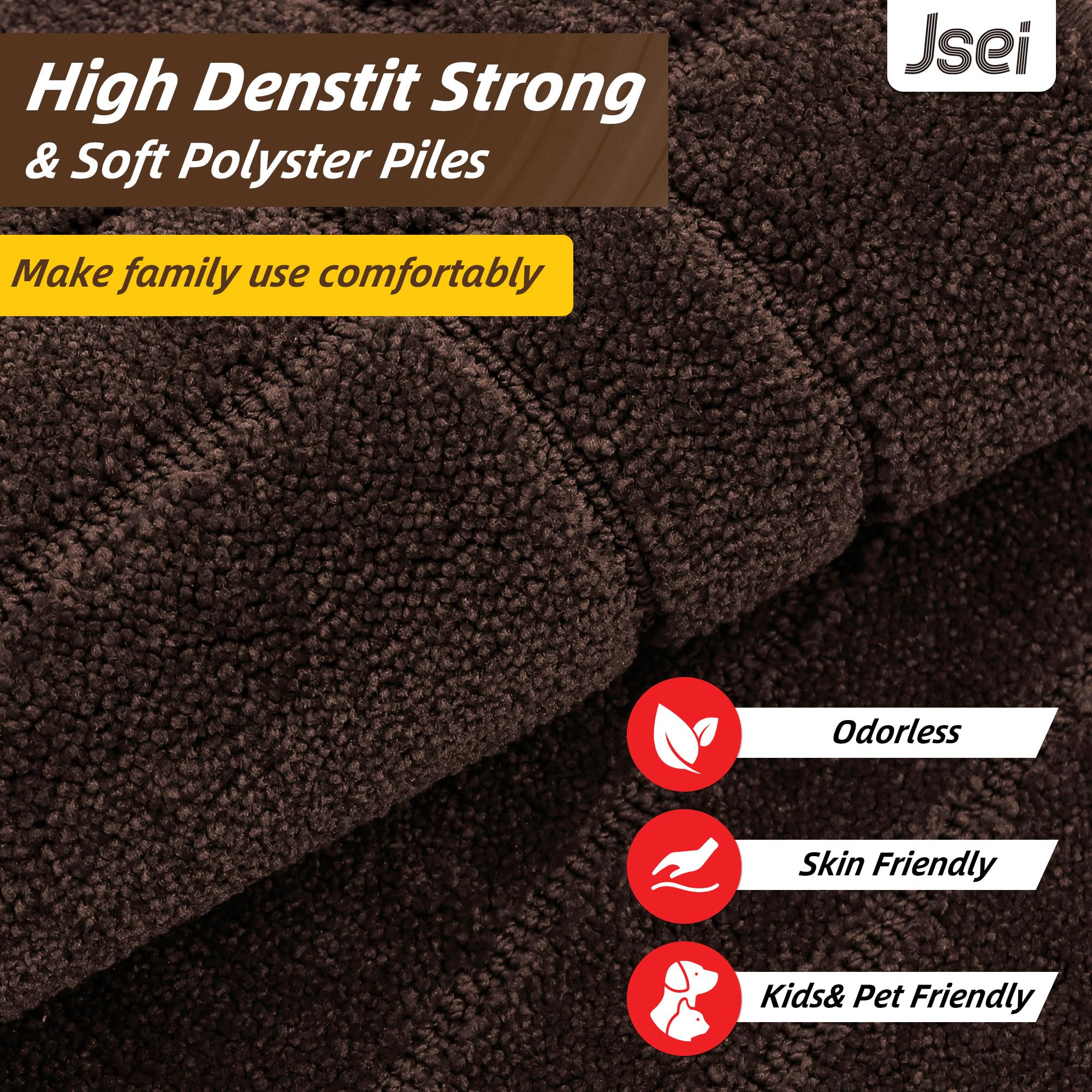 Non-slip backing of JSEI mat stays put on dry indoor floors