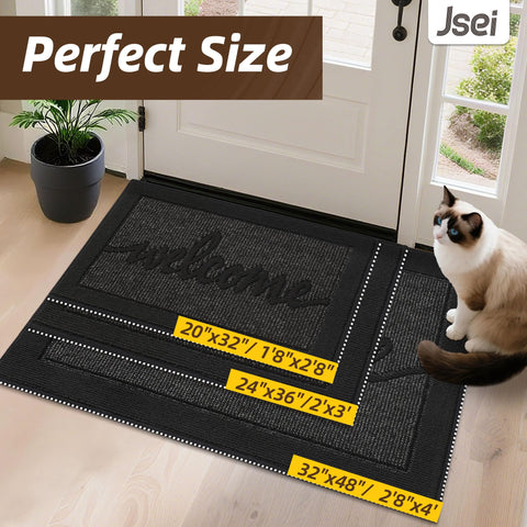 JSEI welcome mat with non-slip backing enhances entryway safety.
