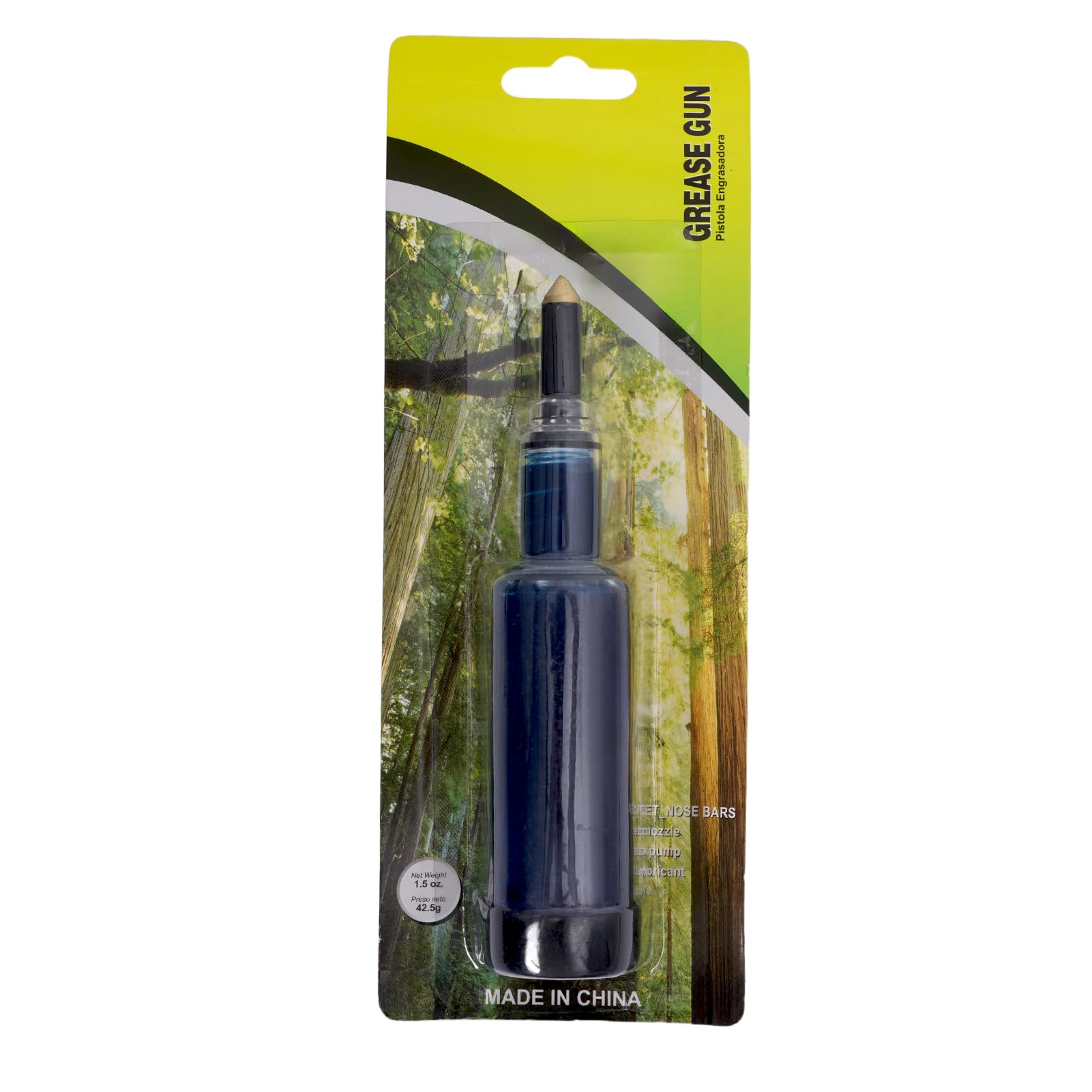 JSIERLUOV mini grease gun demonstrates bar-nose lubrication for smoother chainsaw operation.