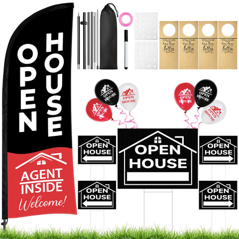 Jsngbse open house flag kit with double-sided banner ready for outdoor display