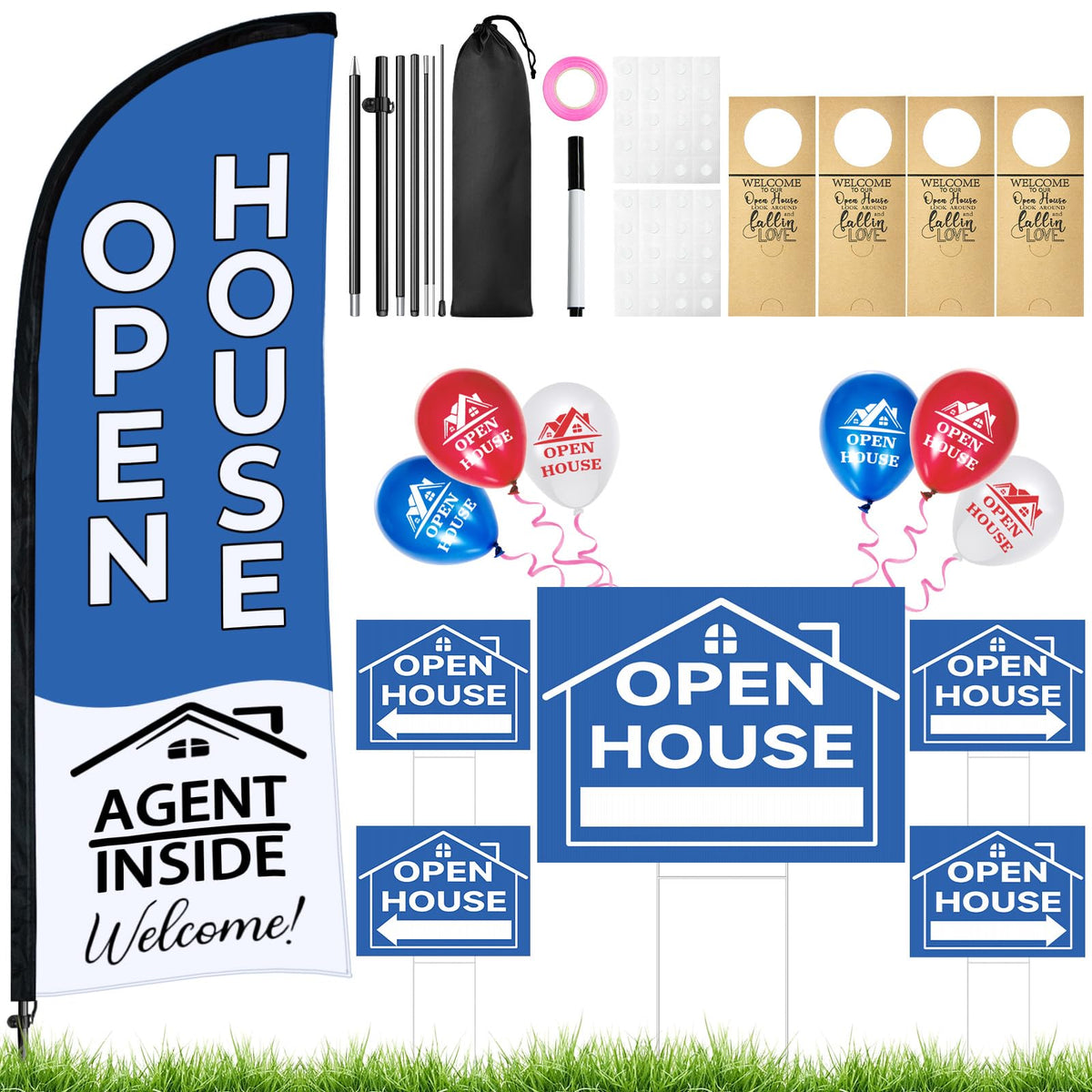 Jsngbse open-house flag-poles elevate curb appeal for real estate listings