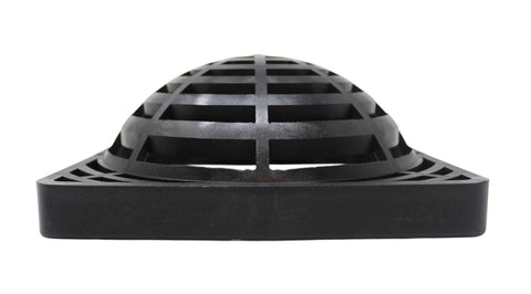 JSP Manufacturing 9inch square dome grate cover black installed.