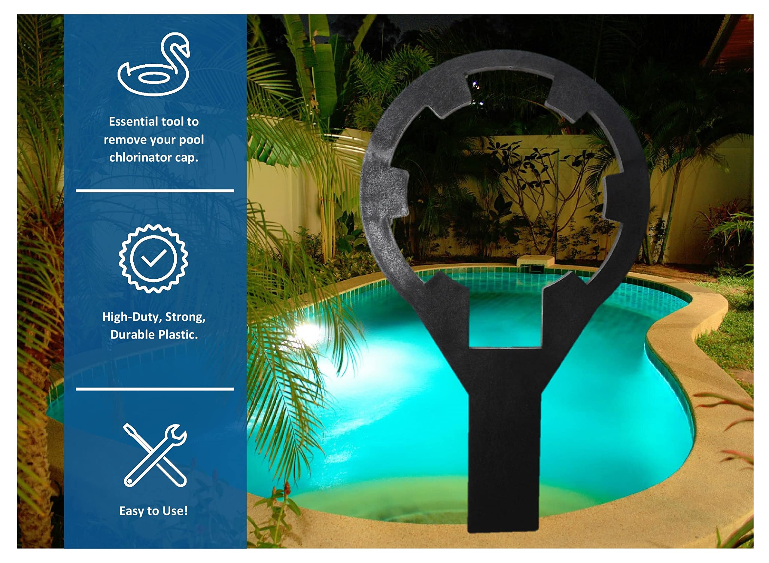 Pool pump accessory featuring the JSP Manufacturing lid-cap wrench