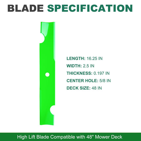 JSXDNWYJ blade set for Bad Boy 48-inch deck notched high-lift, consistent performance