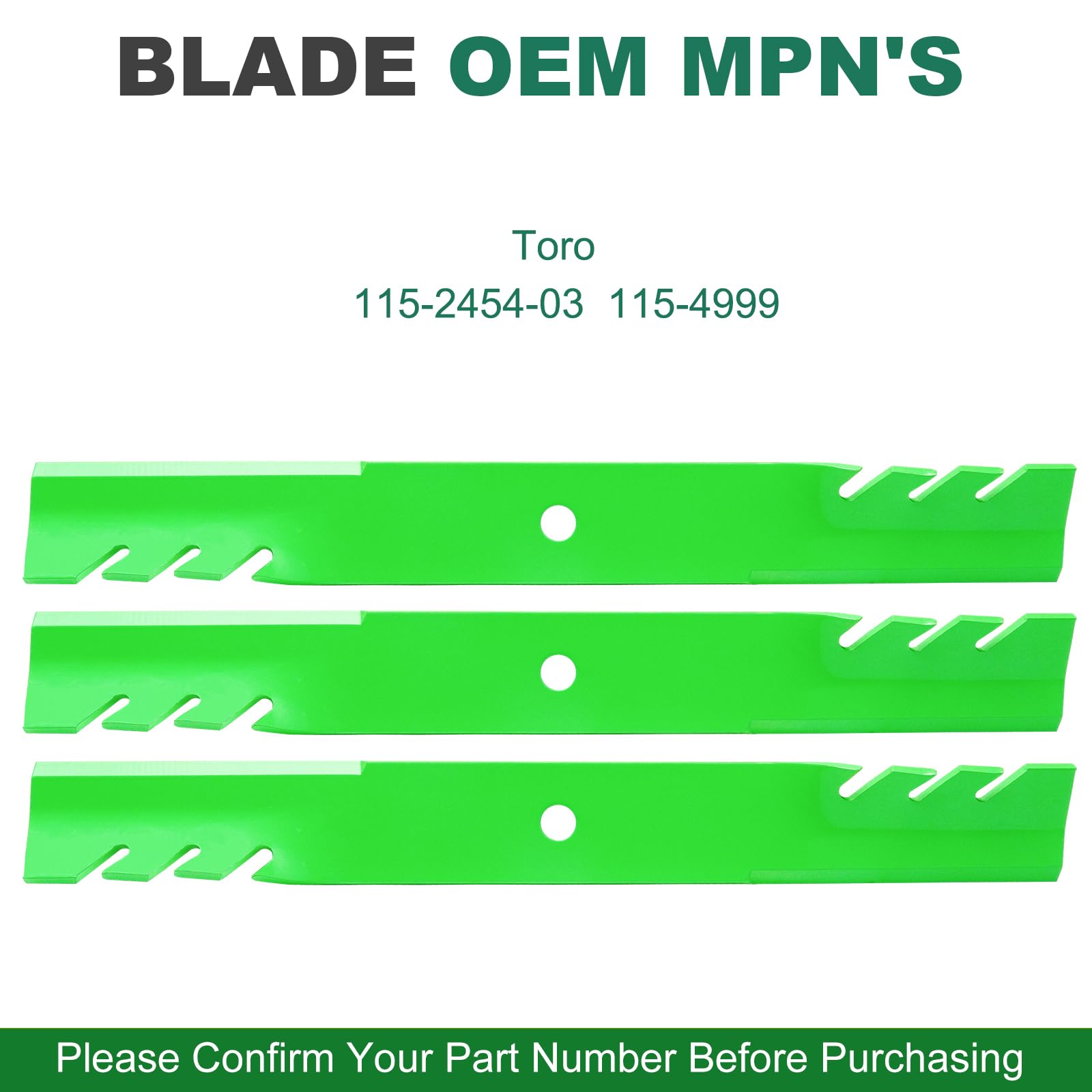 JSXDNWYJ mulching blades on Toro MX5400 deck demonstrate 3-blade compatibility.