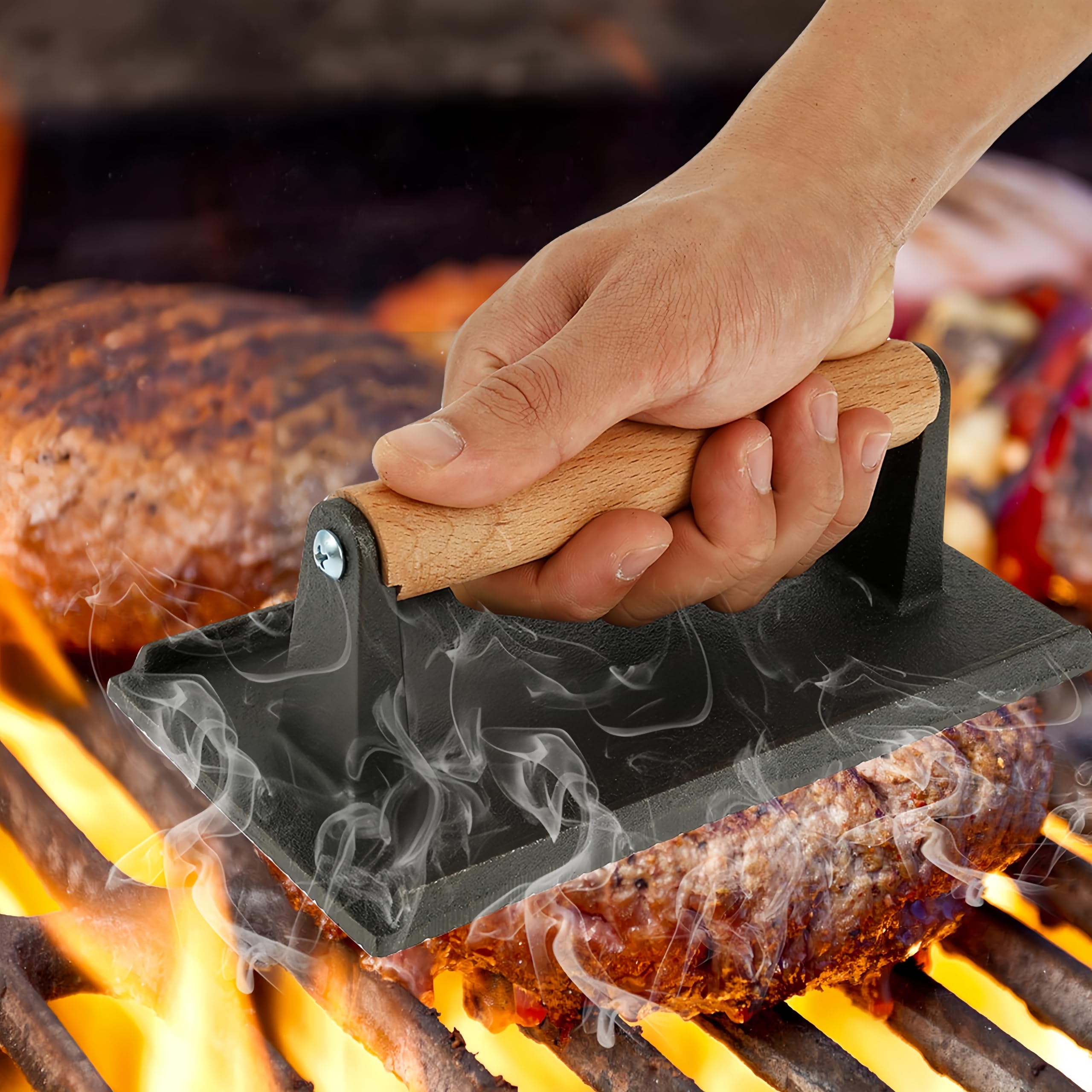 JSY Sun bacon press in cast iron delivering crisp, flat results