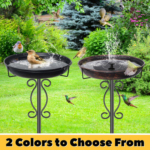 JSYONII garden setup showing the birdbath as a focal outdoor decor piece.