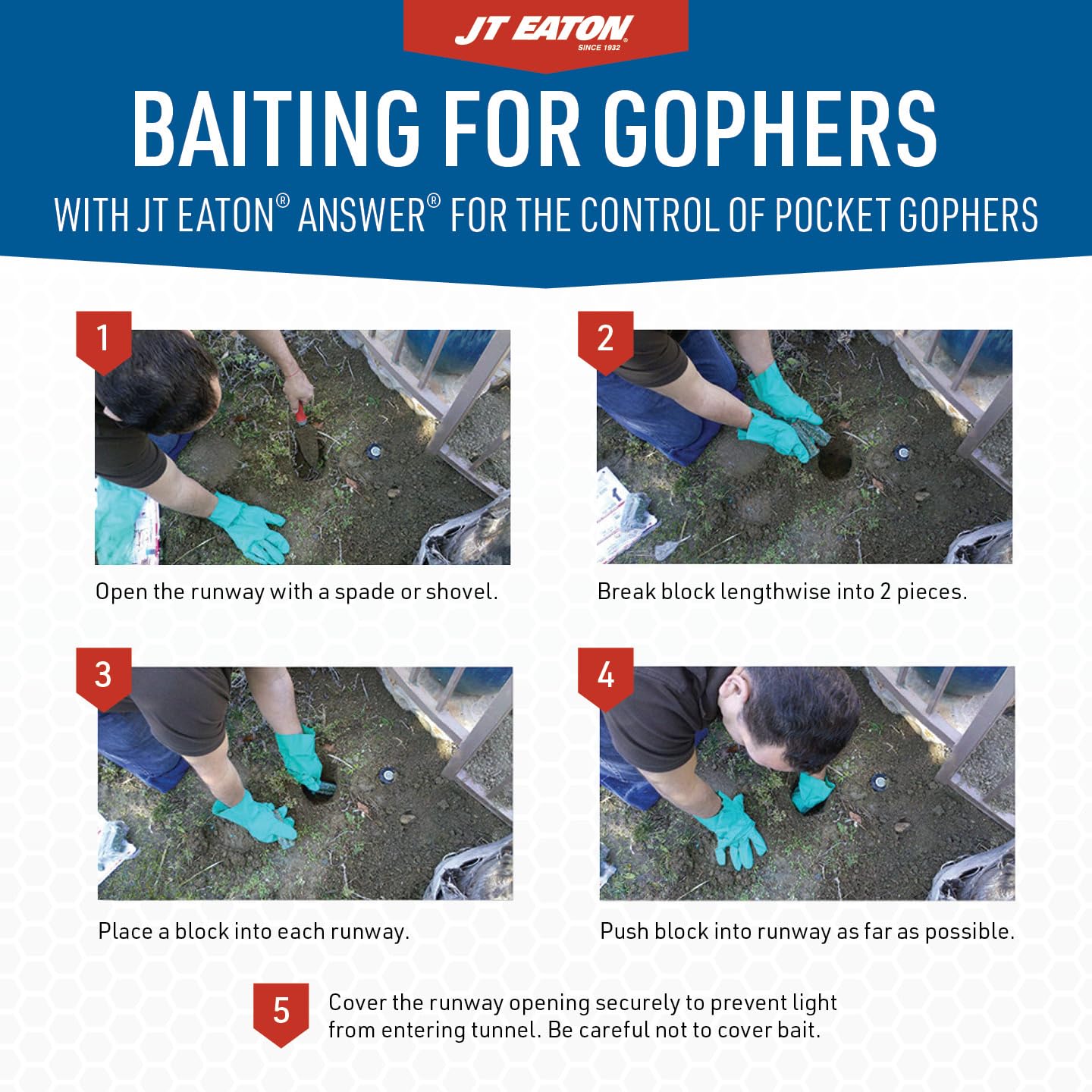 Moisture-resistant formula of Answer gopher bait remains palatable in damp conditions.