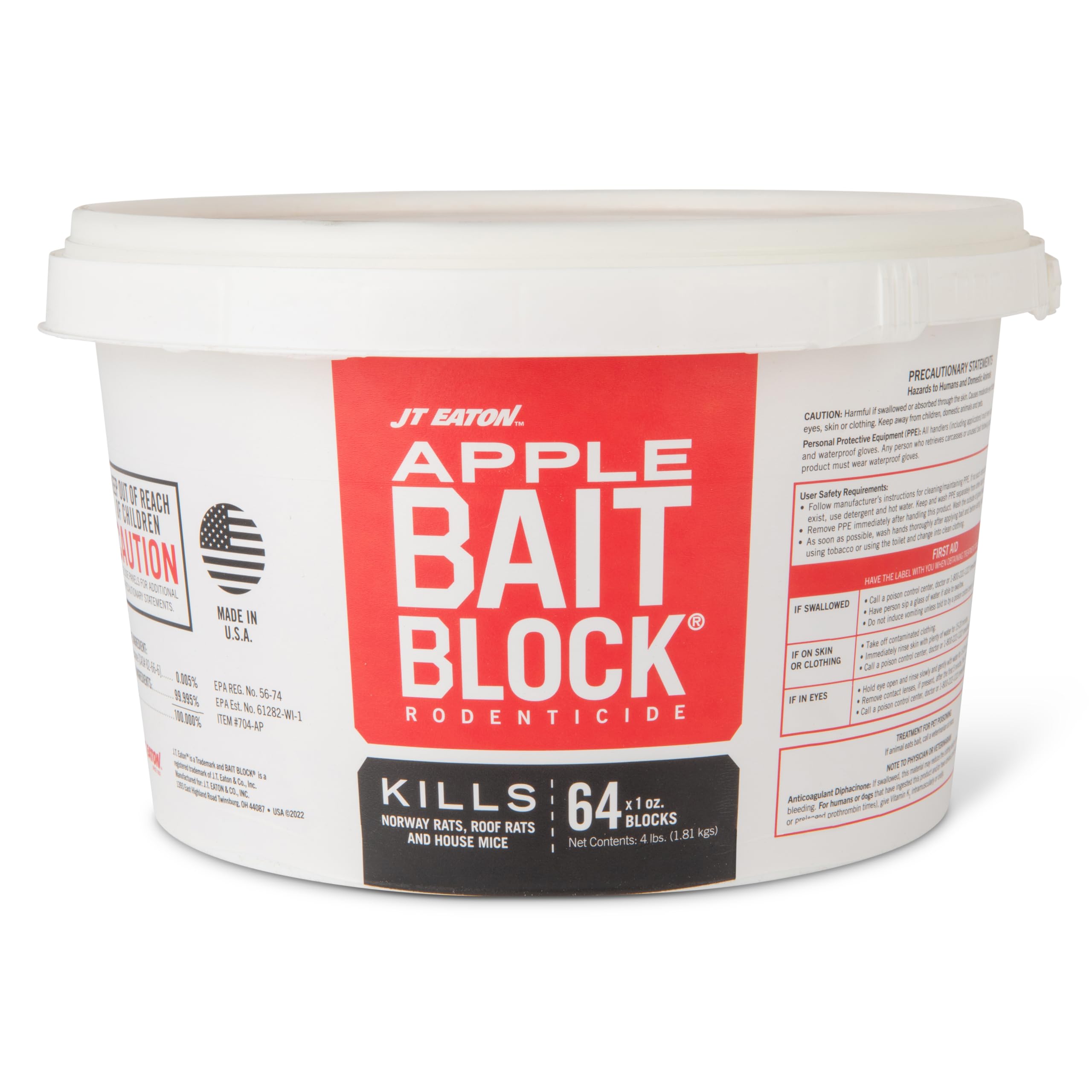 JT Eaton Bait Block Apple Flavor blocks for rodent control in homes.