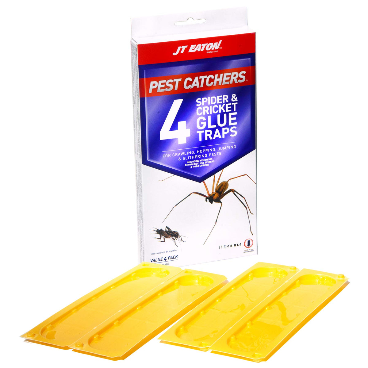JT Eaton Glue Trap shows compact spider-cricket design ideal for tight spaces