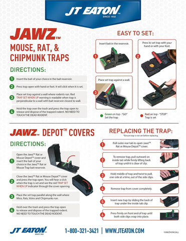 Indoor-friendly placement of the JT Eaton Jawz 407 depot traps minimizes mess.