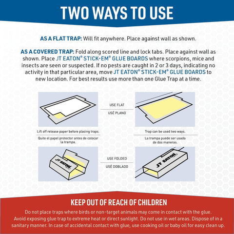 JT Eaton Stick-Em adhesive surface close-up highlights strong non-drying glue.
