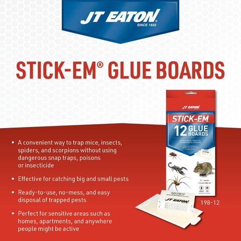 JT Eaton Stick-Em mice and insects glue trap side view shows sturdy base.