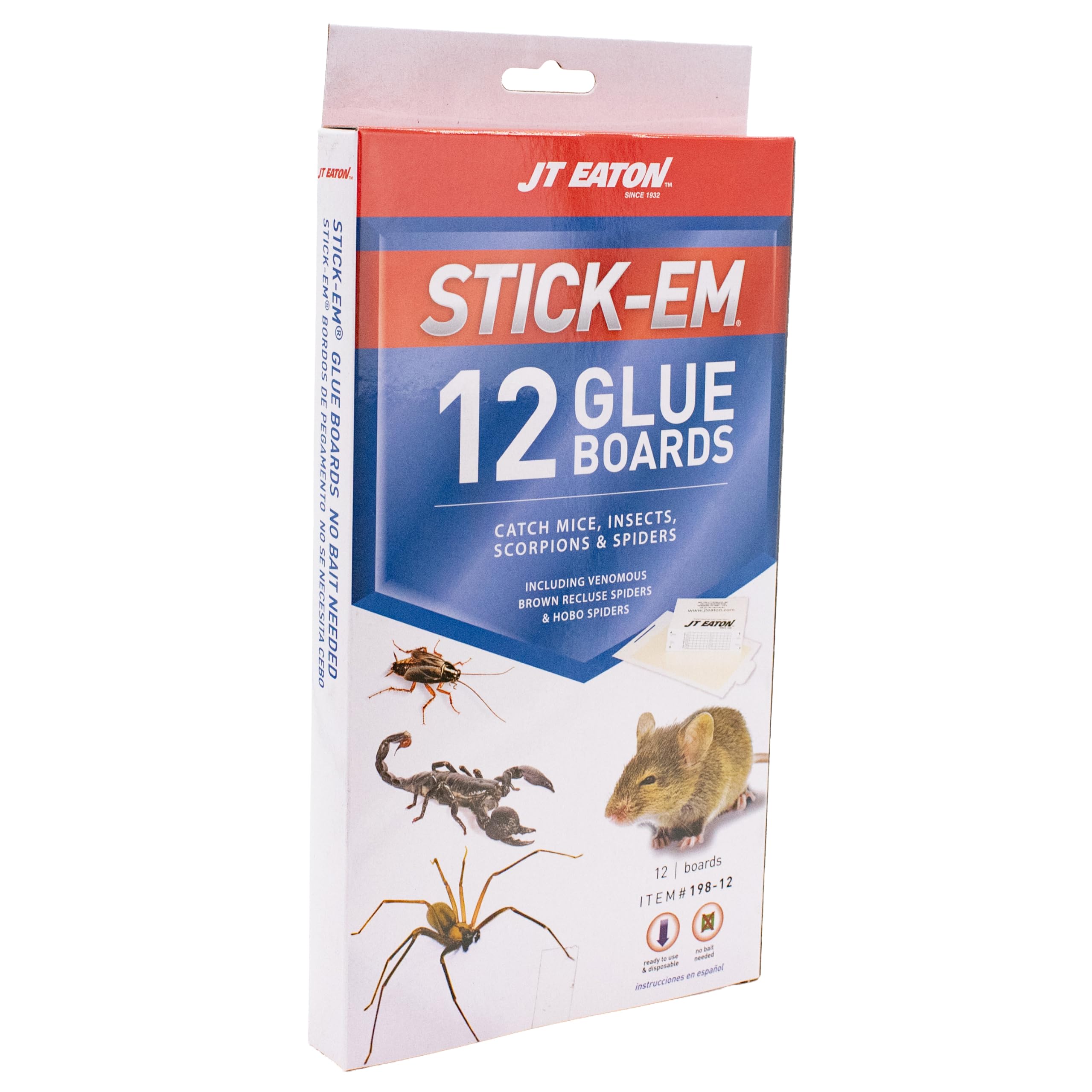 JT Eaton Stick-Em glue trap base captures pests with non-toxic adhesive.