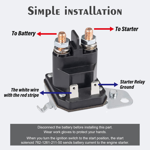 1/4 inch studs and spade connectors enable quick wiring during replacement.