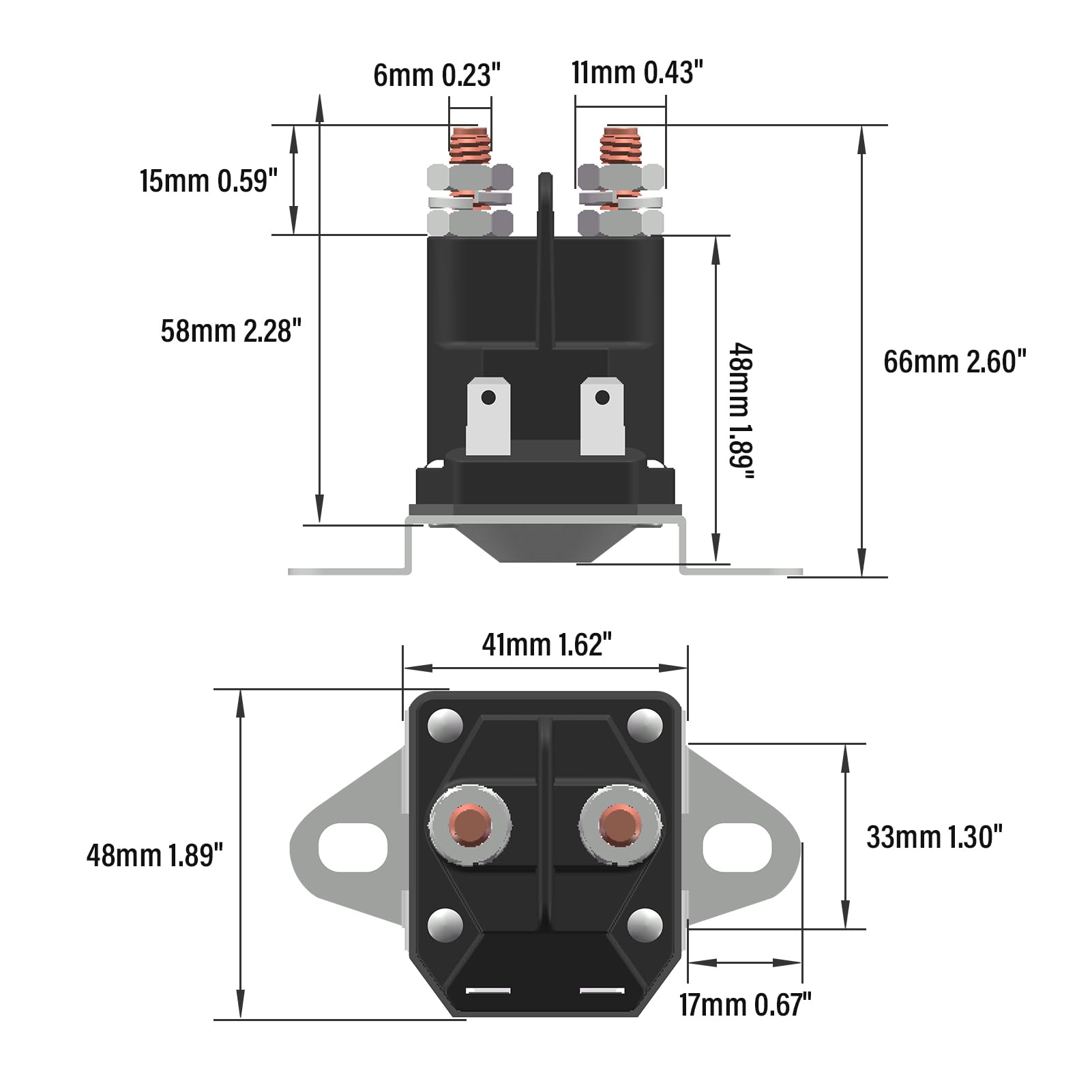 JTAREA four-terminal starter solenoid for straightforward installation