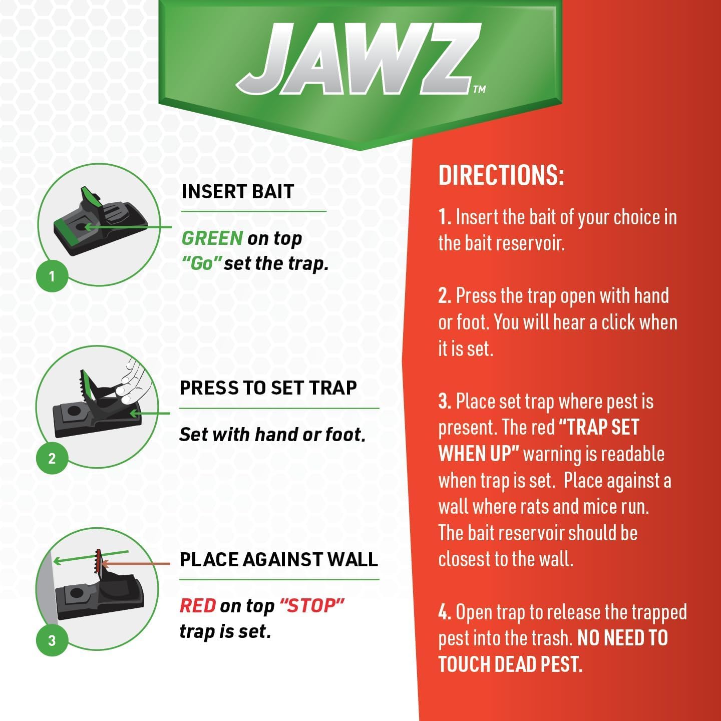 JT Eaton 409 Jawz durable plastic body withstands tough corners.