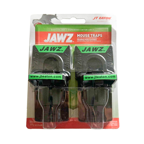 JT Eaton 409 Jawz near door entry traps mice at common entry points.