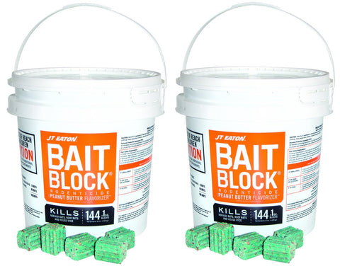 JT Eaton 709-PN bait block in peanut butter flavor attracts mice and rats for effective control