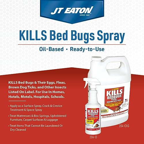 JT Eaton Kills Bedbugs Spray applied on mattress surface for fast knockdown