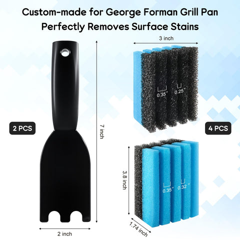 JTJEI 2-pack grill scraper compatible with George Foreman grills for quick grime removal.