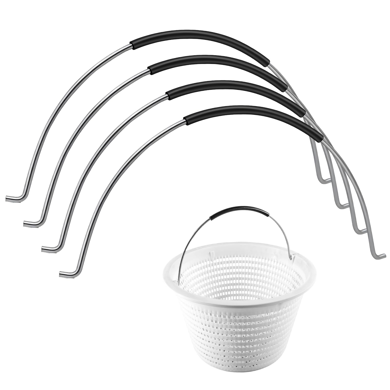 JTJEI 4Pcs pool skimmer basket handles close-up, stainless steel durability for lasting pool maintenance